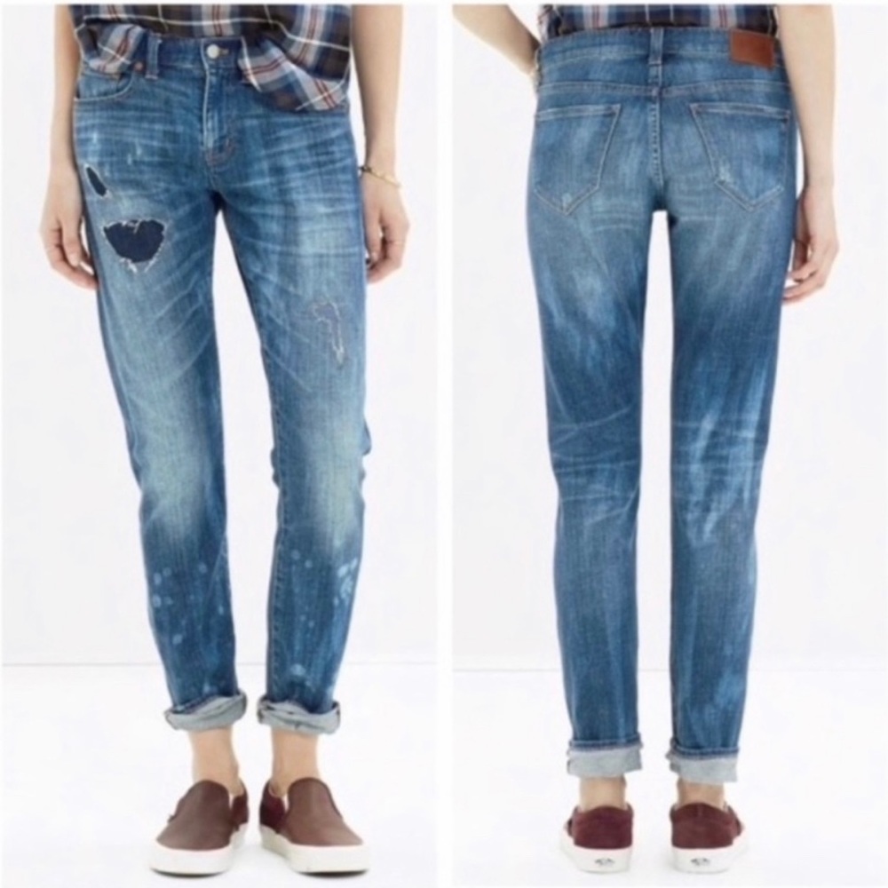 Madewell Slim Boyfriend Patch Distressed Jeans, 27